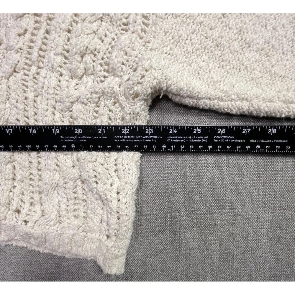 Free People Cropped Sweater Womens 2XS Cream Chunky Knit Mock Neck Pullover